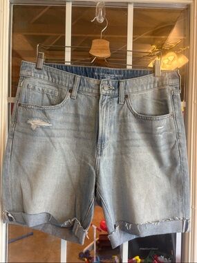 Chico's Light Blue Distressed Denim Jean Shorts